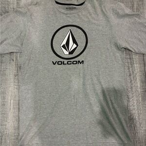Volcom Light Gray Crewneck Logo T‑Shirt